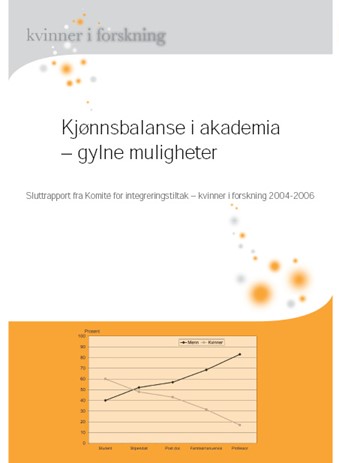 Skjermbilde av framside på rapporten Kjønnsbalanse i akademia 