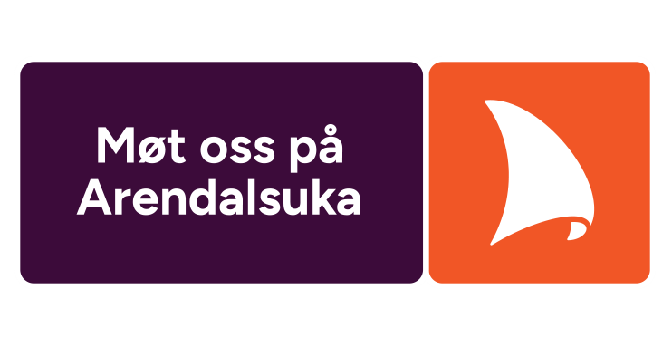 Logo med teksten "M&oslash;t oss p&aring; Arendalsuka"